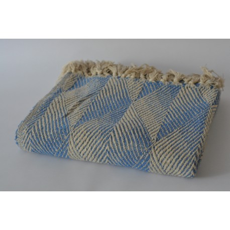 Koc pled Frida ombre 130x160 100% bawełna geometryczny niebieski